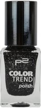 P2 Cosmetics EU Color Trend Nagellak 070 Black Glitter 10ml Black/zwart met Glittertjes
