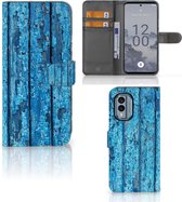 Magnet Case Nokia X30 Telefoonhoesje Wood Blue