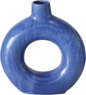Blauwe ring vaas van keramiek Boltze
