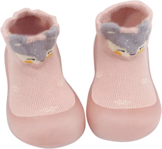 Anti-slip babyschoentjes - Sok sloffen - Eerste loopschoentjes van Baby-Slofje - lichtroze maat 24/25
