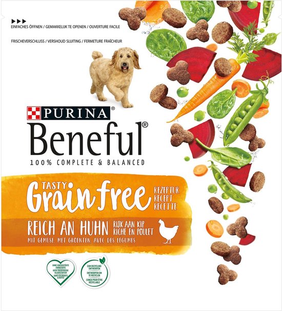 Beneful Graanvrij - Hondenvoer - Kip & Groenten - 3 x 1,2kg