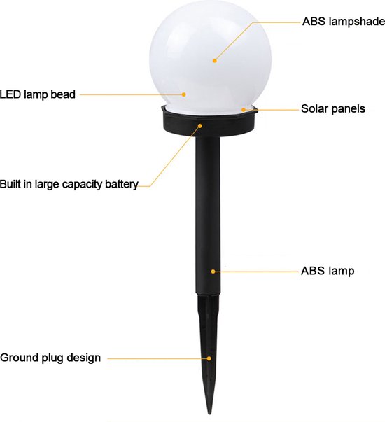 GIGALUMI Zonneverlichting voor buiten, tuin, 6 stuks led-tuinlampen op zonne -energie, verlichting op zonne-energie voor tuin, terras, landschap, loopbrug, pad (koud wit