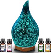 Aroma diffuser, 280 ml glazen luchtbevochtiger aromatherapie etherische oliën diffuser koude mist humidifier 3D-effect