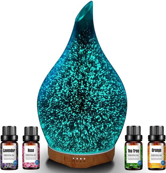 Aroma diffuser, 280 ml glazen luchtbevochtiger aromatherapie etherische oliën diffuser... bol