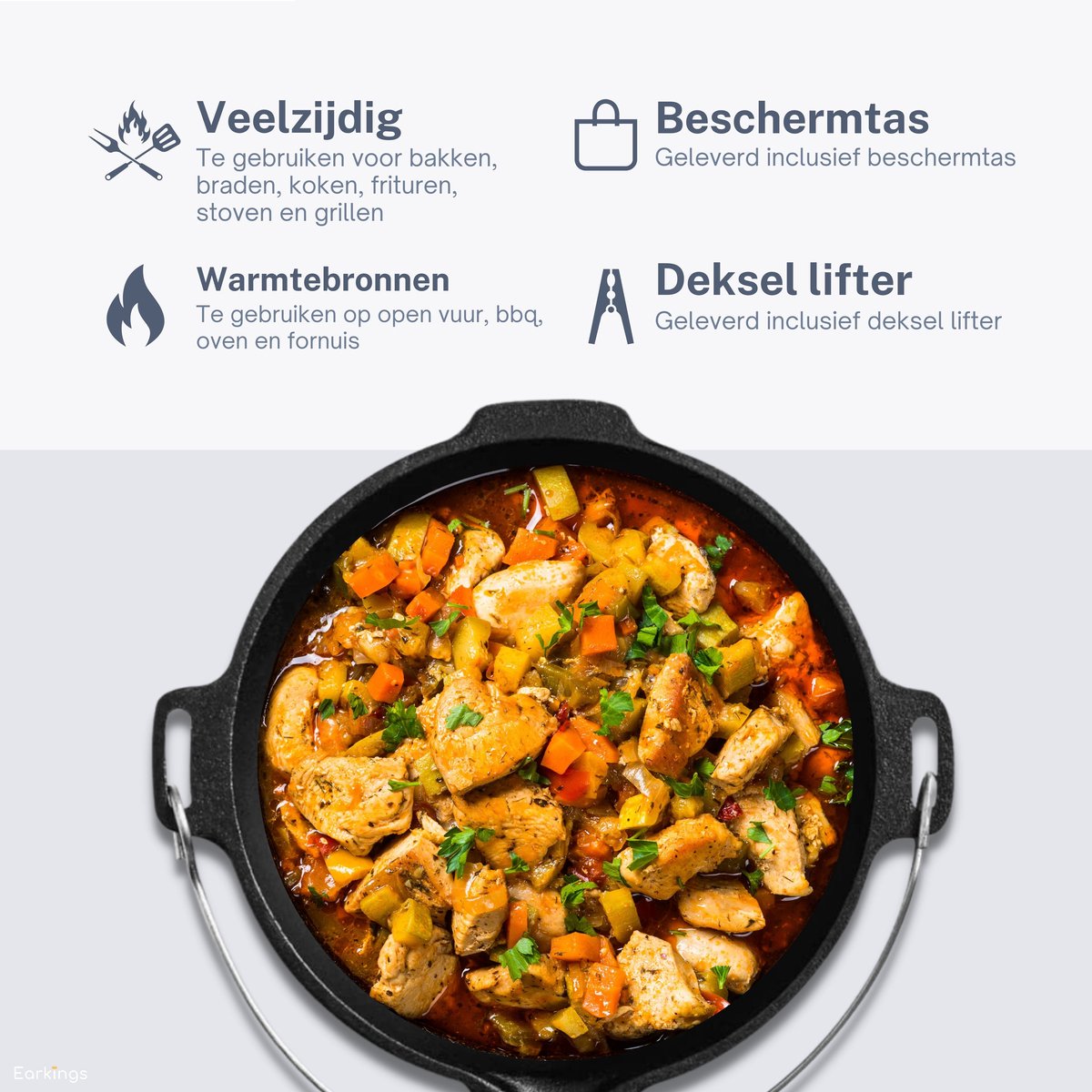 KitchenMonster KitchenMonster Dutch Oven Gietijzeren Kookpan - afbeelding 4