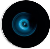 PVC Schuimplaat Muurcirkel - Abstracte Blauwe Lichtcirkel - 20x20 cm Foto op Muurcirkel (met ophangsysteem)