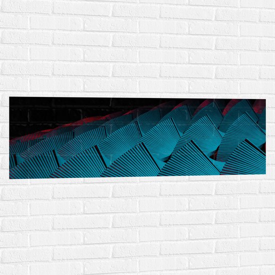 Muursticker - Abstract Tafereel van Blauwe Vakken met Textuur - 120x40 cm Foto op Muursticker
