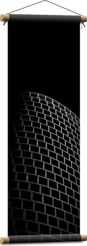 Textielposter - Abstract Gebouw van Zwarte Vakken - 30x90 cm Foto op Textiel