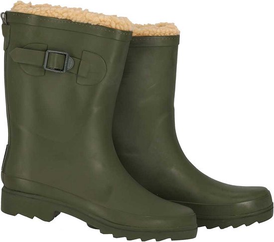 XQ - Bottes de pluie pour femmes Femme - Fausse Fourrure - Kaki - Bottes de pluie pour femmes avec doublure