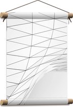 Textielposter - Abstract Figuur van Witte Geometrische Platen - 30x40 cm Foto op Textiel