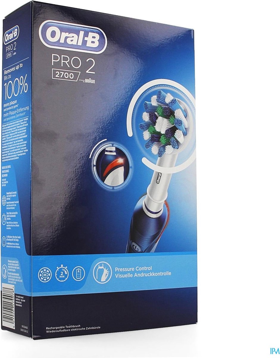 De daadwerkelijke wol Validatie Oral-B Pro 2 2700 CrossAction - Elektrische Tandenborstel - Blauw, wit |  bol.com