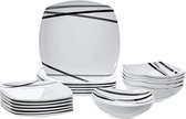serveerschaal set \ soepborden, grote salade serveerschalen, witte ondiepe soepkom, magnetronbestendig, dishwasher safe, serving bowl - bordenset