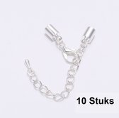 Karabijnsluiting met armband of ketting sluiting/connector - Sieraden maken - 10 stuks - 3mm - Zilverwit