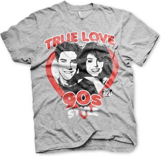 Saved By The Bell Heren Tshirt -L- True Love 90's Style Grijs | bol.com