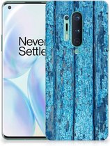 Backcase Siliconen Hoesje OnePlus 8 Pro Telefoonhoesje Wood Blue