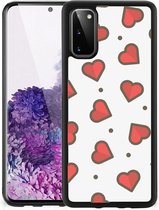 Transparant Hoesje Super als Sinterklaas Cadeautje Samsung Galaxy S20 Silicone Hoesje met Zwarte rand Hearts