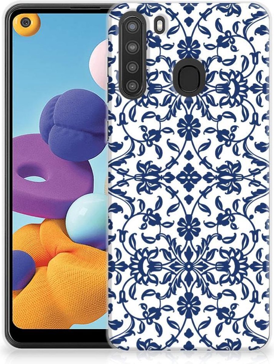 Samsung Galaxy A21 TPU Case Flower Blue