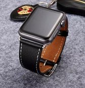 PU Lederen Band Voor Apple Watch Series 1/2/3/4 42 MM /44 MM - iWatch Armband Polsband Strap - Zwart