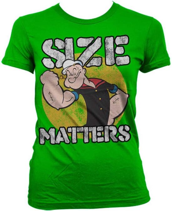Popeye Dames Tshirt -M- Size Matters Groen