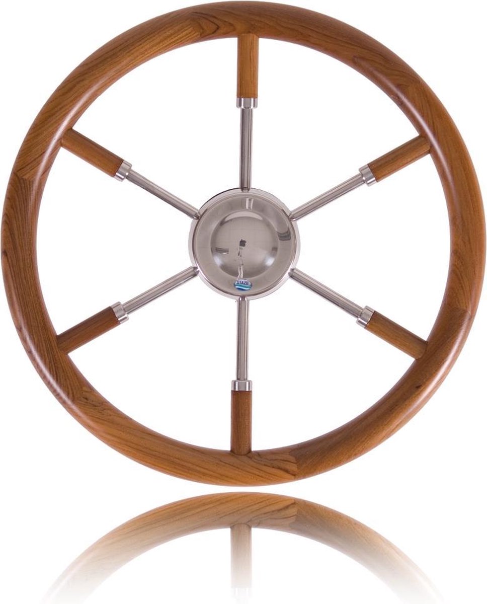 Stazo RVS Stuurwiel Type 17 met teakhouten Hoepel Ø 45 cm