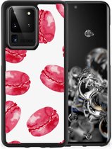 GSM Hoesje Geschikt voor Samsung Galaxy S20 Ultra Hoesje Bumper met Zwarte rand Pink Macarons