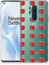 GSM Hoesje OnePlus 8 Pro Smartphonehoesje Transparant Paprika Red