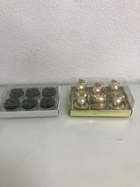 Decoratieve waxinelichtjes (gouden varkens en groene planten) - set van 2x6