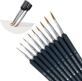 WHITE BLOSSOM Penselen – Schilder Kwasten – Miniatuur – Schilderen – Aquarel – Watercolor – Set – 9 Kwasten – Dunne Kwast – Waterverf – Nail Art - Hobby - Zwart