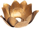 Home Society - waxinelichthouder - goud - bloem - 20 cm