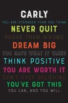 Carly You Are Stronger Than You Think Never Quit Prove Them Wrong Dream Big You Have What It Takes Think Positive You Are Worth It Dont Stop Believing