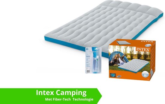 Intex luchtbed - compact kampeerluchtbed - 2 persoons - 193 x 127 x 24 -  grijs / blauw... | bol