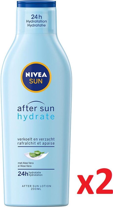 Toevoeging passagier glas NIVEA After Sun Hydrate - Verkoelt & Verzacht Met Aloë Vera - Trekt Snel In  - 2x200 ml | bol.com