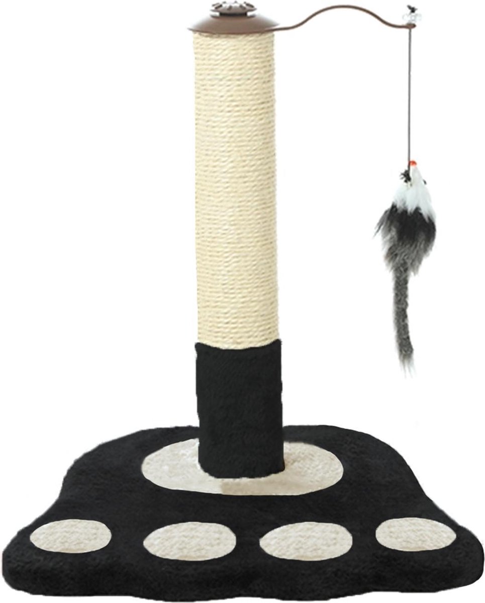 Katten Krabpaal – met Kattenspeeltje – Krab Paal voor Katten – Zwart - Kattenkrabpaal