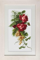 Borduurpakket LUCA-S - RED ROSES WITH GRAPES - Rode rozen met druiven