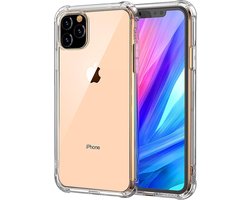 Hoesje - Geschikt voor Apple iPhone 11 Pro Max - Sterk & Shockproof - Siliconen Shock Case - Hoes Cover - Telefoonhoes - Transparant