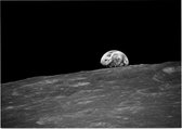 Moon with Earth over horizon (ruimtevaart) - Foto op Posterpapier - 59.4 x 42 cm (A2)