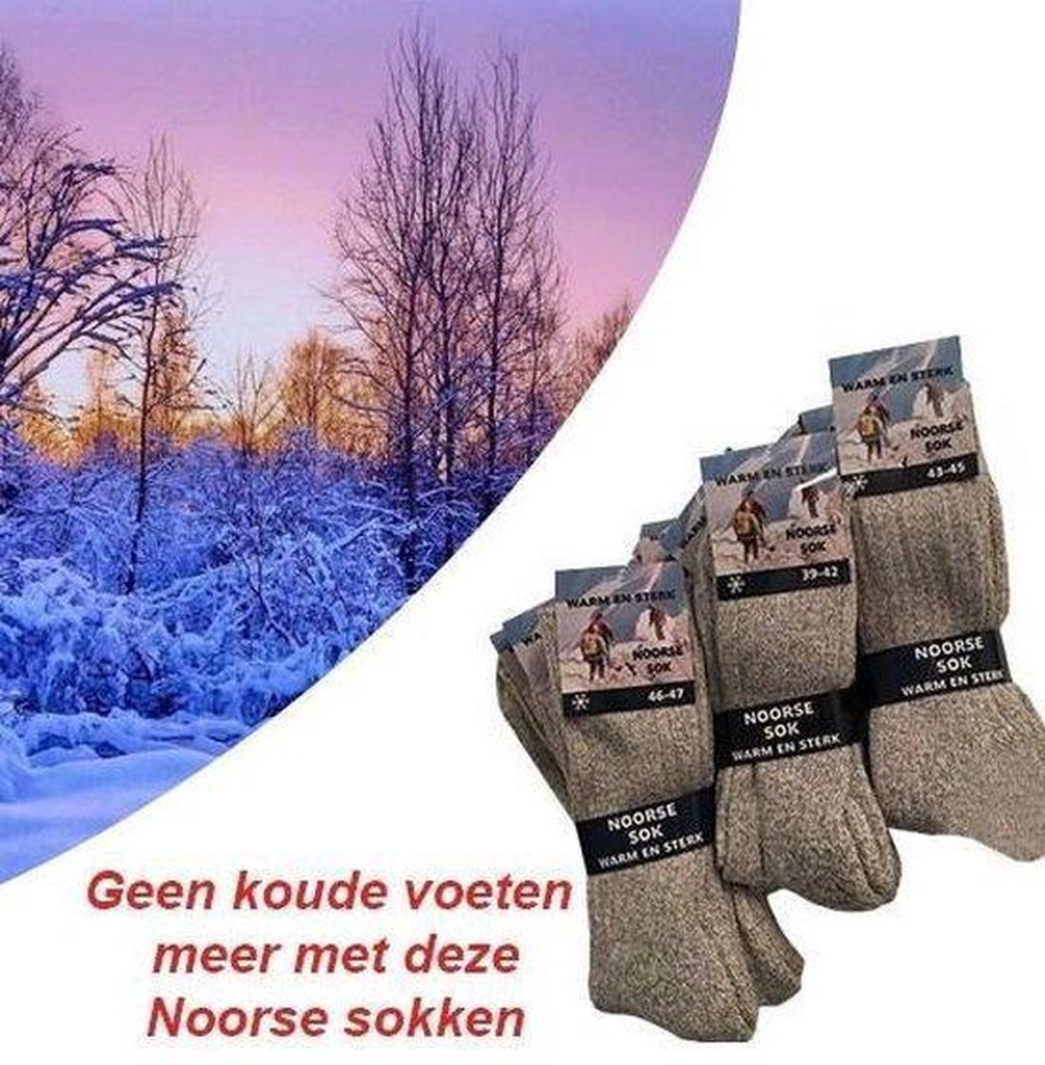 1 Paar Noorse Sokken Winter Sokken Maat 43-45 Unisex Maat 43-45 - Werksokken - Wollen Sokken - Geitenwollen Sokken
