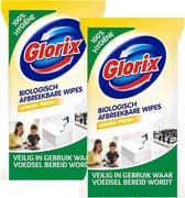 Glorix Lemon Fresh 100% Hygiëne - 2x 25 Hygiëne doekjes – biologisch afbreekbaar - reinigingsdoekjes