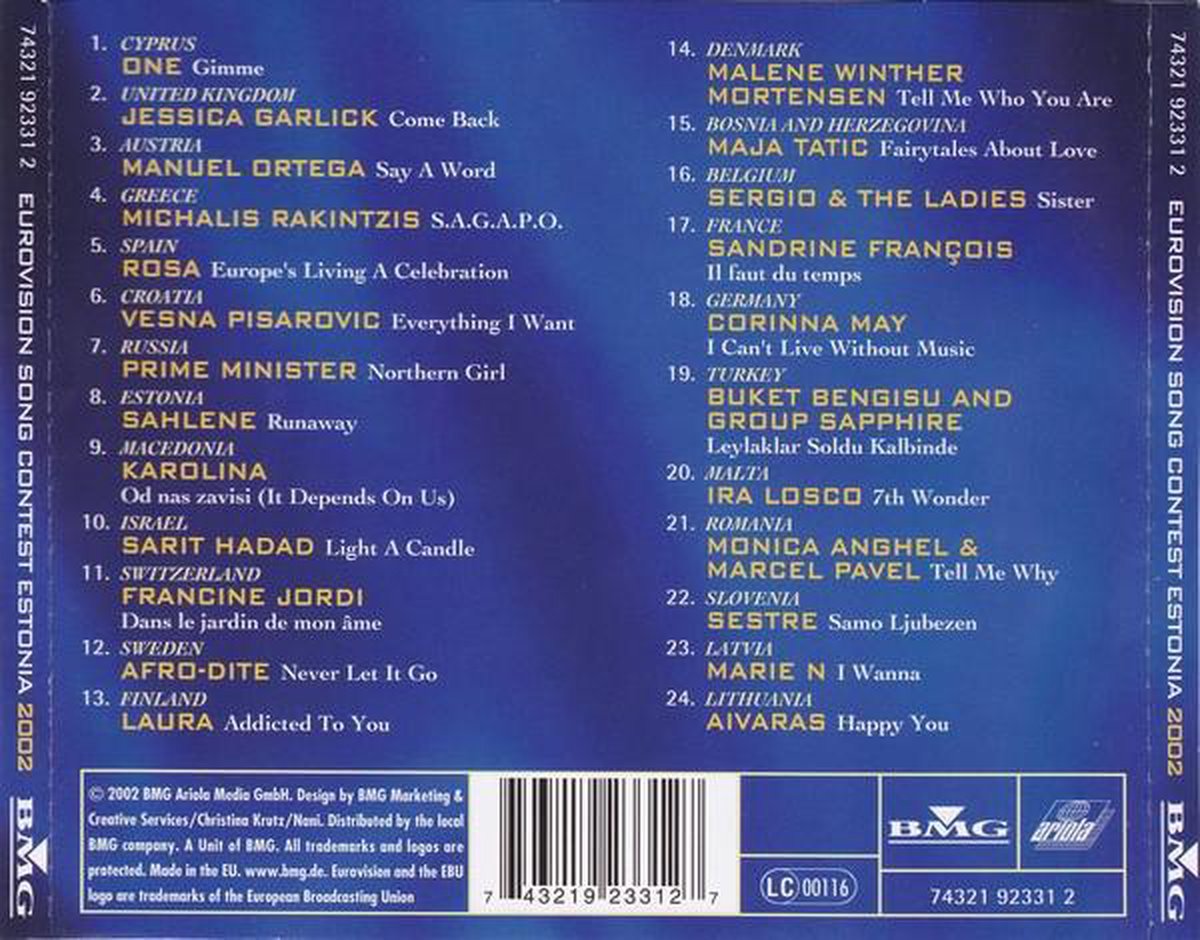 Eurovision Song Contest Estonia 2002, Eurovisie Songfestival CD