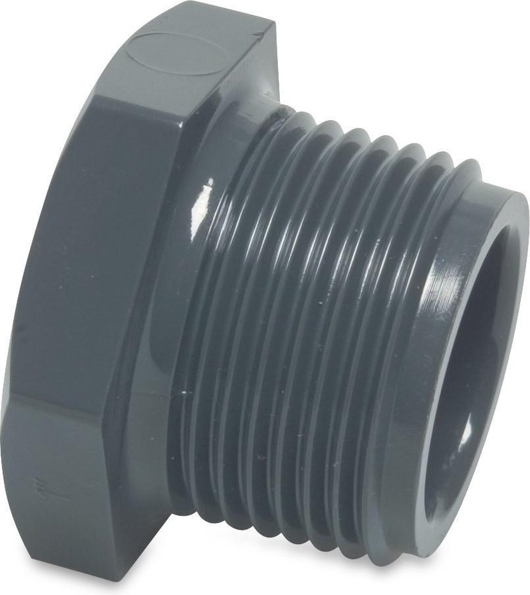 Mega Plug PVC-U 1" buitendraad 10bar grijs
