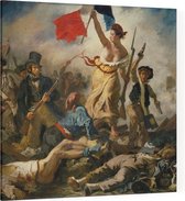 De vrijheid leidt het volk, Eugène Delacroix - Foto op Canvas - 100 x 100 cm