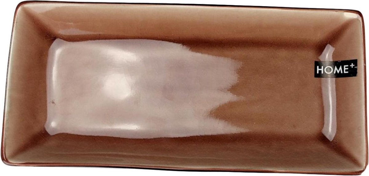 Home+ schaal - Bruin - Porselein - 30.5 x 14.5 x 4 cm - Rechthoek - Set van 2