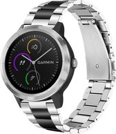 Stalen Smartwatch bandje - Geschikt voor  Garmin Vivoactive 3 stalen band - zilver/zwart - Horlogeband / Polsband / Armband