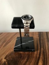 Watch Stand / Display / Horlogestandaard - Zwart Marmer, Zwarte Standaard, CROCODILE Kalfsleer