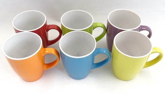 Initiatief gekruld bodem Koffie mokken fel gekleurd, 300 ml, 6 stuks | bol.com