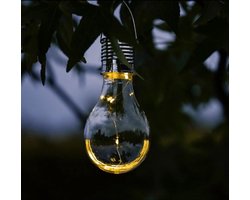 RexTech Solar tuinverlichting hanglamp 'Eddy'- Vintage gloeilamp look - Set van 4 stuks - Warm wit licht - Buitenlampen op zonne-energie