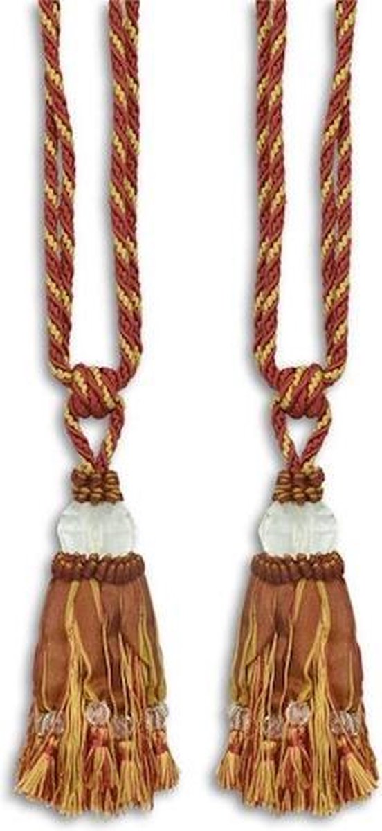 17 x 17 cm - Raamdecoratie - Gordijn trekkoord met sierkwast, set van 2 - Set van vier trekkoorden kwastjes voor uw gordijn