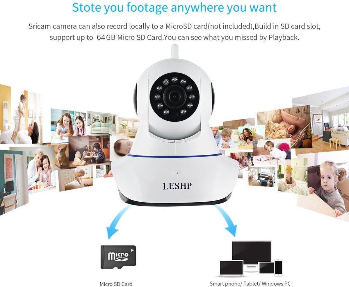 Caméra IP, LESHP 1080P 2,0 MP FHD WiFi Caméra IP Système de sécurité de  surveillance... | bol