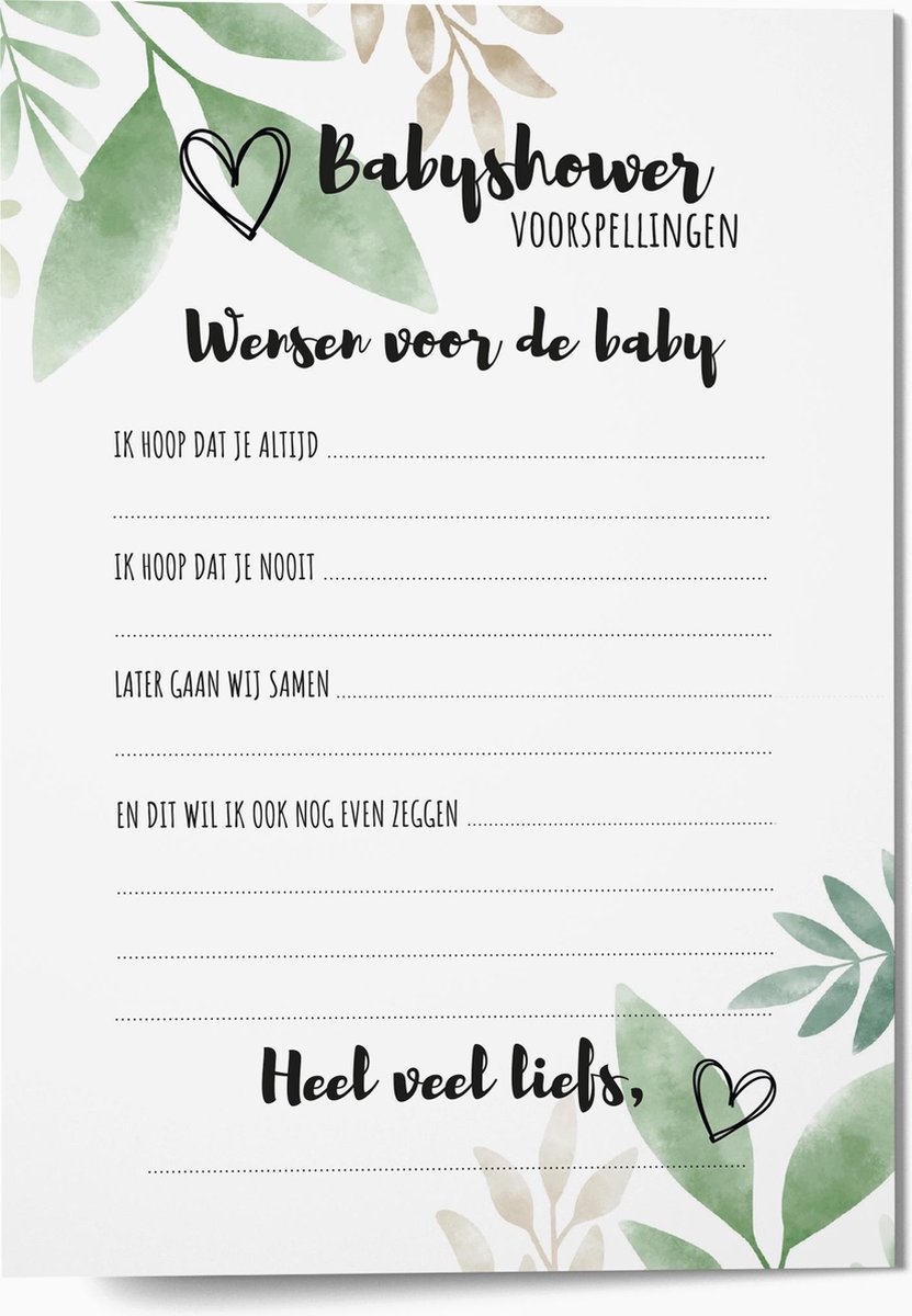 Babyshower spelletjes: 25 Babyshower invulkaarten + Babyshower Alfabet ...