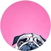 Computer - muismat mopshondje roze hond - rond - rubber - buigbaar - anti-slip - mousepad